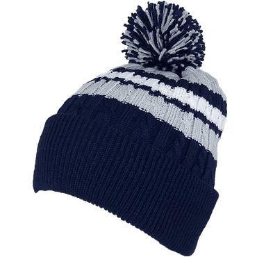 BWH Quality Cable Knit Cuffed Winter Hat W-Large Pom Pom